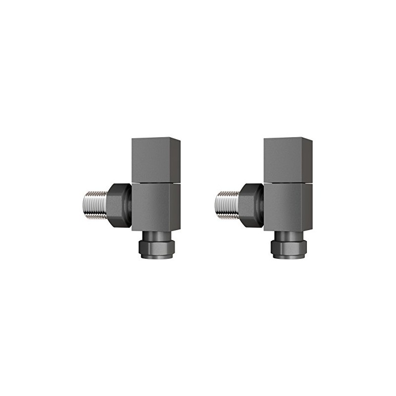 iBathUK Cube Thermostatic Radiator Valve,Solid Brass,Angled Square Radiator Valve Pair,