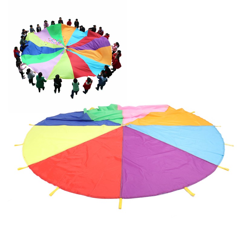 Kids Rainbow Parachute Physical Exercise Sensory Training Kindergarten Outdoor Group