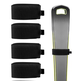 RIVIEVAL 4 Ski-Spanngurte – verstellbare Ski-Tragebänder mit rutschfesten Schutzpolstern | für den Transport von Skiern/Snowboards/Stöcken | Eva-Polsterung und extralanges Design (Schwarz)