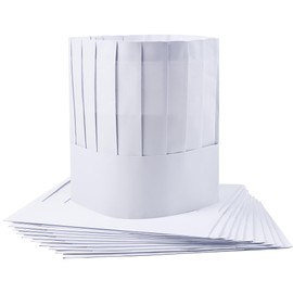 12 Pack Disposable 9 Inch Chef Hats - Adjustable Paper Chef Tall Hat Set for Cooking, Baking, Parties, Culinary Classes & Kitchen Staff White