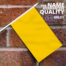 Anley Yellow Mini Flag 12 Pack - Hand Held Small Miniature Solid Yellow Blank Flags on Stick - Fade Resistant & Vivid Colors - 5x8 Inch with Solid Pole & Spear Top