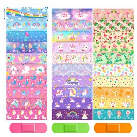 300 Pcs 33 Styles Cartoon Bandages for Kids Flexible Adhesive Colorful Strips Waterproof Cute Bandages for Girls Repair Tape Stickers Protection Care for Cuts Scrapes Burns