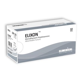 Elimedical ELIXON Suture with Reverse Cutting Needle, 12 Pack. Surgical Wound Training Students, Practice and Educational Use. Polydioxanone Absorbable Material 3/0 PDO, 30”, FS2, Violet 398PDO