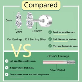 AoedeJ 925 Sterling Silver Earrings Screw Back Earrings Earrings With Screw Backs Women Earrings