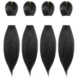 Osuntress Braiding Hair Pre Stretched 10 Inch 4 Packs, Short Hair Extensions for Braids, Synthetic Braiding Hair Prestretched 1B(Natural Black)