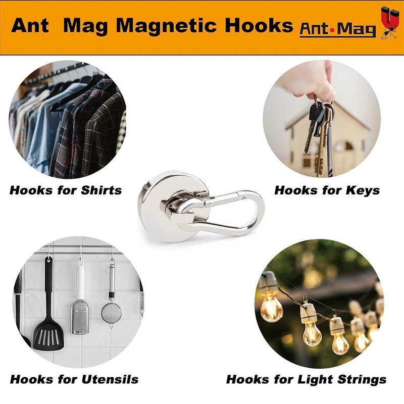 DrivePro Magnetic Hooks – Heavy Duty Swivel Carabiner Design, Refrigerator
