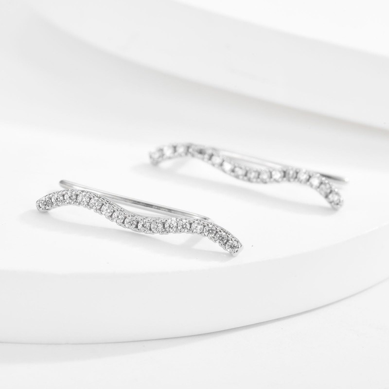 Earrings Silver for Women, Earrings Climber Stud Earrings with 5A