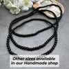 XL Black Glass Bead Anklet on Elastic - Handmade Minimalistic