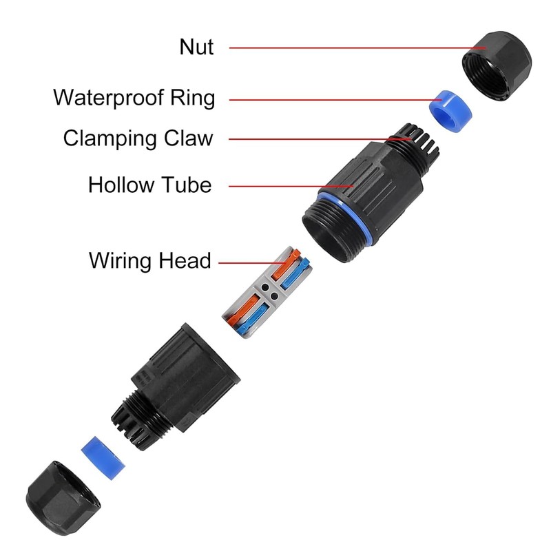6 Pcs IP68 Waterproof Electrical Cable Connector, Outdoor 3 Way