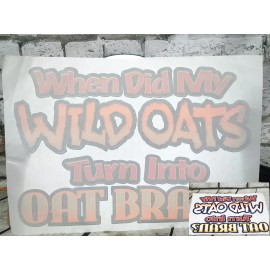 Vintage When Did My Wild Oats Turn To Oat Bran? 9"x 13" Car Window Decal