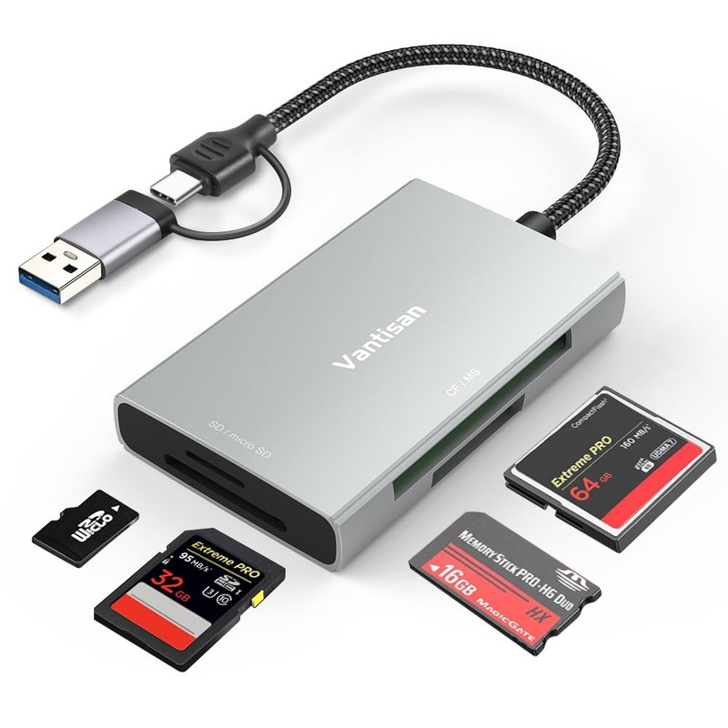 vantisan Lector de Tarjeta de Memoria Múltiple 4 en1,Adaptador Lector