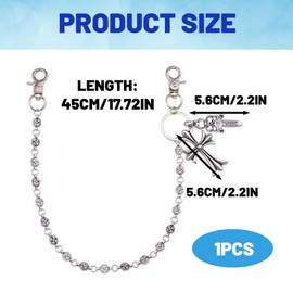 Jean Chain, Punk Wallet Chain for Men and Women, Stylish Trouser Chain for Goth and Hip Hop Fashion, Silver Metal Chain for Bikers and Motorcycle Riders