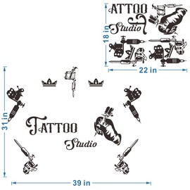 ANFRJJI Tattoo Studio Decor, Tattoo Sign Tools Wall Stickers Mural Tattoos for Club Tattoo wall decor Tattooed Man wall art Great Tattoo Artists wall sticker for Tattoo Shop Decor effect size 39"x31" JWH167 (black)