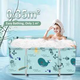 STARBRILLIANT Portable Foldable Bathtub,Soaking Standing Bath Tub for Shower Stall, Easy to Assemble Collapsible Bathtub, Suitable for Travel, Camping and Outdoor Activities