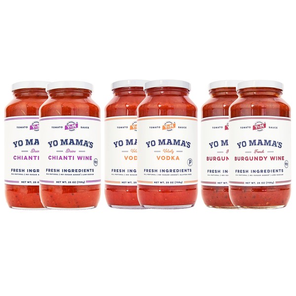 Keto Pasta Sauces By Yo Mama's Foods - Pack of (6) - No Sugar Added, Gluten Free, Preservative Free, Paleo Friendly, and Made with Whole, Non-GMO Tomatoes!