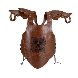 Perfeclan Mens Medieval Chest Armor Adjustable Strap Samurai Armor for Cosplay Role Play, Brown