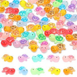 JIEYAO 50 Stück Mini Leuchtende Schildkröten Harz, Kleine Schildkröte die im Dunkeln leuchtet 10 Farben, DIY Mini Turtles Figuren Mini Harz Tiere für Topfdekoration Garten Landschaft Puppenhaus