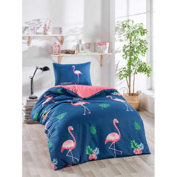 OZINCI Animals Bedding Set Big Flamingo Themed Single / Twin Size 1 Duvet Cover 1 Pillow Case Girls Bed Set Pink (2 Pcs)