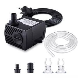 CWKJ Fountain Pump, 80GPH(4W 300L/H) Submersible Water Pump, Durable Outdoor Fount...