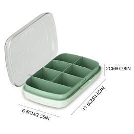 YATEICBC 1 x Portable Pill Case, Pocket Daily Pill Case, Pill Organiser, Pill Reminder, Pill Case, Tablets, Vitamins, (7 Grid Green)