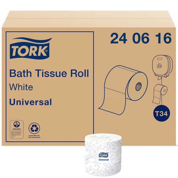 Tork Toilet Paper Roll White T34, Universal, 2-ply, 48 x 616 sheets, 240616