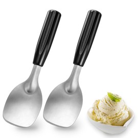 2 pcs Ice Cream Spade,Ice Cream Scoop,Stainless Steel Ice Cream Paddle with Plastic Handle,Heavy Duty & Durable Bend Proof Ice Cream Scooper Butter Cutter(Black)