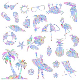 Gosknor Pack of 50 Rainbow Window Stickers, Prism Glass Window Stickers in Summer Style, Static Anti-Collision Stickers to Protect Against Bird Strikes, Interior Decoration