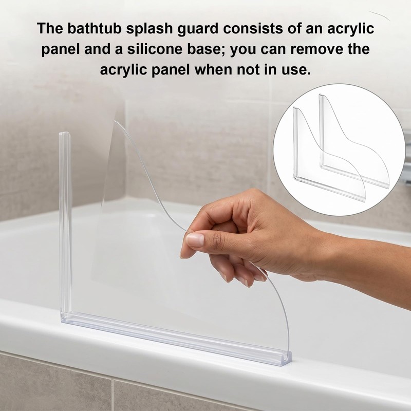 Bremorou 2pcs Splash Guard for Bathtub, Shower Splash Water Guard,