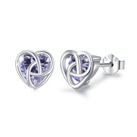 Celtic Earrings 925 Sterling Silver Women's Cubic Zirconia Earrings Celtic Irish Stud Earrings for Girls Celtic Jewellery Women Children, Sterling Silver, Cubic Zirconia