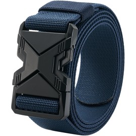 LionVII Cinturón de liberación rápida resistente, elástico de 1.5 pulgadas con hebilla de aleación para cintura de tamaño inferior a 48 pulgadas, Azul marino, Fit waist size 33"-48"