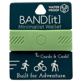 BAND[it] Minimalist Wallet – Slim EDC Money Band for Cards and Cash – Front Pocket Wallet Alternative – Silicone Elastic Strap (Sage)
