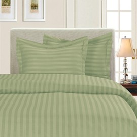 Luxury 2-Piece Striped Duvet Cover Set! - 1500 Thread Count Egyptian Quality Silky-Soft Wrinkle Resistant Damask Stripe Duvet Cover Set, Twin/Twin XL, Sage/Green