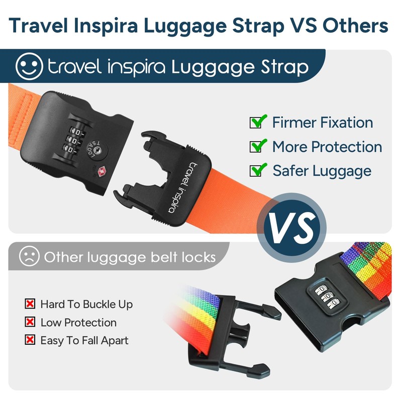 Travel Belt for Luggage, TSA Approved Luggage Straps, 3-Dial Combination