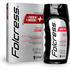 Folcress Shampoo - + Fuerza y Grosor, para Hombre, Shampoo capilar revitalizante, ideal para cabello delgado o con tendencia a la caída, fortalece, limpia y protege - 260 ml