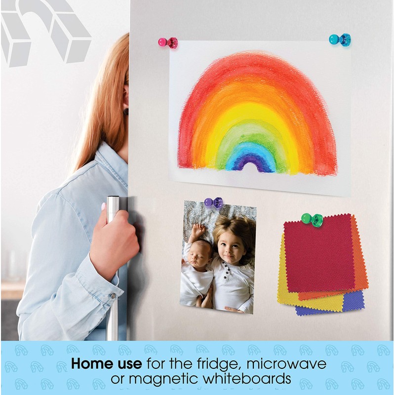 TMS Small Strong Fridge Magnets, 14 Coloured Magnetic Push Pins