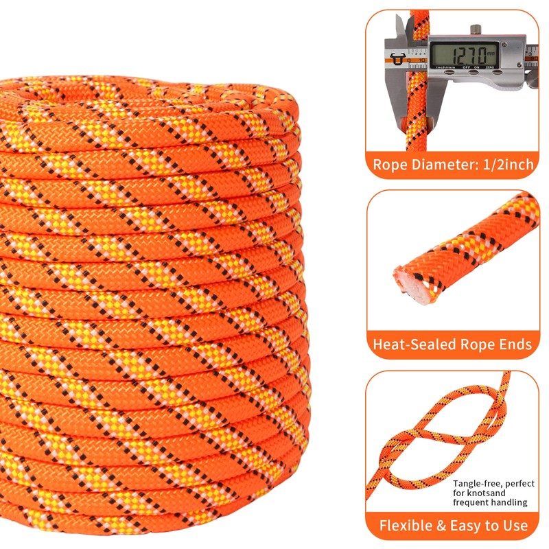 Arborist Rope Tree Rope Polyester Bull Rope (1/2in x 150ft)