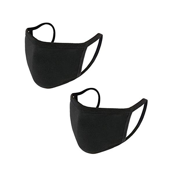 Aooba 3 Pcs Fashion Protective Face Masks, Unisex Black Dust Cotton Mouth Masks, Washable, Reusable Masks