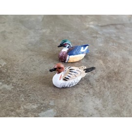 Town Square Miniatures Dollhouse Miniature Wood Ducks Decoys Figures 1:12 Scale Bird Set of 2
