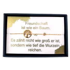 NataschaWoge® 18K Gift Tree of Life Subtle Minimalist Stainless Steel Best Friend Bracelet Friendship Bracelet Friendship Jewellery Birthday Bracelet Gift Idea, Stainless Steel