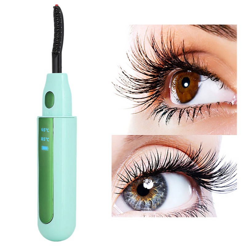 Electric Eyelash Curler LongLasting Heated Curler Natural Eyelash Perming Tool(Green