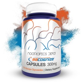 Nootropics Depot BaCognize Bacopa Monnieri 300mg Capsules (120 Count) Ayurvedic Herb Non-GMO, Gluten Free, and Vegetarian Friendly