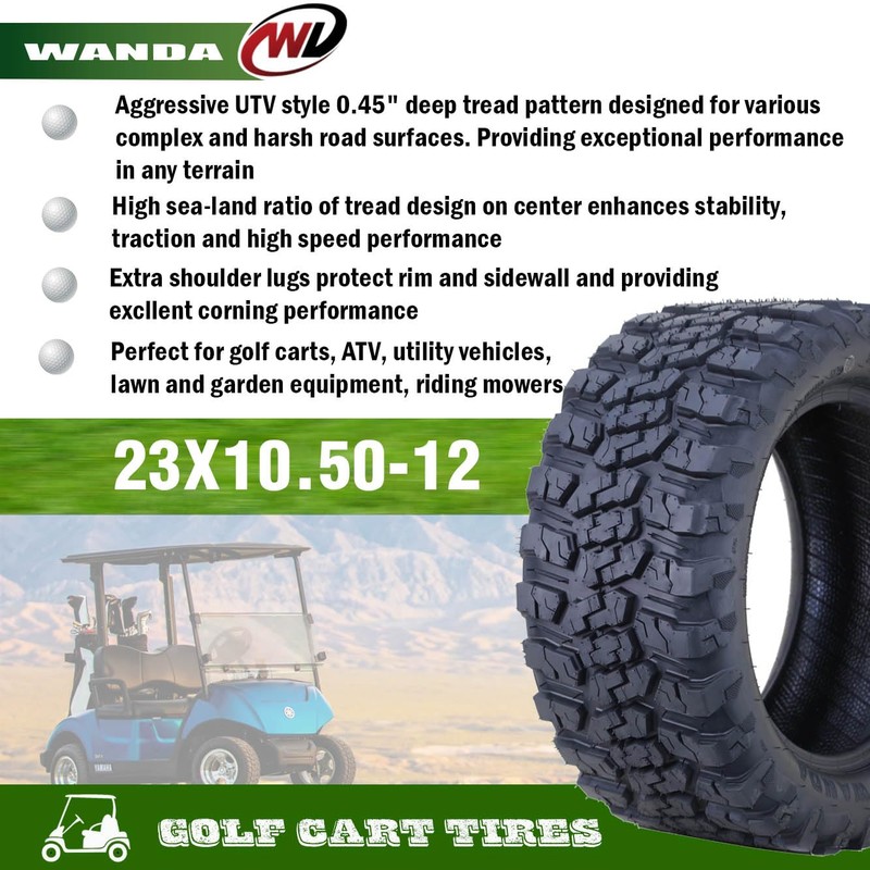 WANDA 23x10.5-12 All Terrain Golf Cart Tires 4 Ply 23x10.5X12-14057