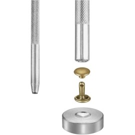 Juego de 100 remaches de latón de doble tapa, botones de metal antiguo para reparación de piel, manualidades, decoración, 8 mm x 8 mm/0.31 pulgada x 0.31pulgada