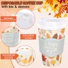 Whaline 50Pcs Fall Thanksgiving Disposable Coffee Cups with Lids and