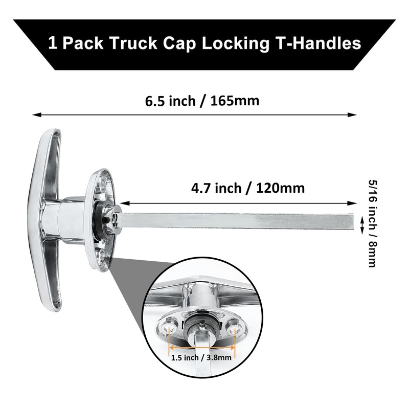 Qjaiune Truck Cap Locking T-Handles 1 Pack Camper Topper Replacement