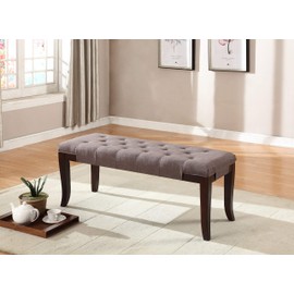 Roundhill Furniture Linon Fabric Tufted Ottoman Bench, Brown