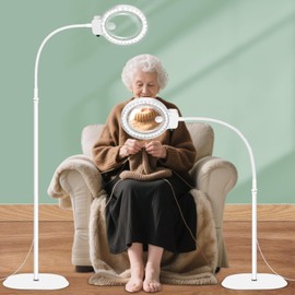 NZQXJXZ 10X 30X Large Magnifying Glass with Light and Stand,36 LED Flexible Gooseneck Floor Magnifying Lamp,Adjustable Brightness Lighted Magnifiers for Reading,Sewing,Crafts,Painting,DIY,Close Work
