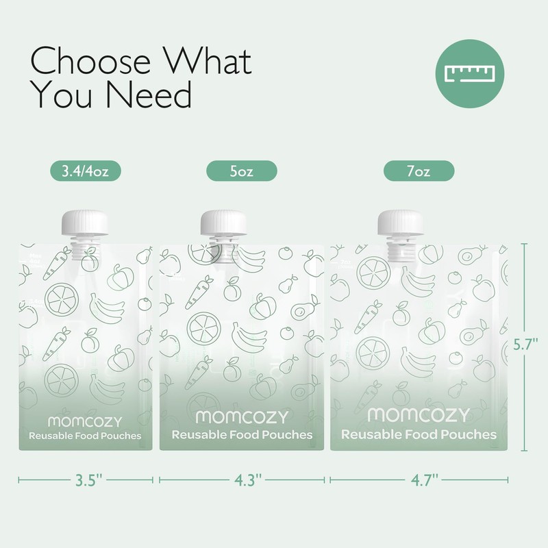 Momcozy Reusable Baby Food Pouches for Toddlers,BPA Free Plastic,Food Safe,Freezer