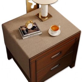 YASSINHE Bedside Table Mat Nightstand Dust Cover Waterproof Cotton and Linen- Brown