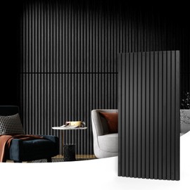 Art3d Art3d 2 Wood Slat Acoustic Panels for Wall and Ceiling - 3D Fluted Sound Absorbing Panel with Wood Finish - Matte Black